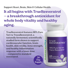 NatureCity TrueResveratrol 75mg capsules avec étiquette