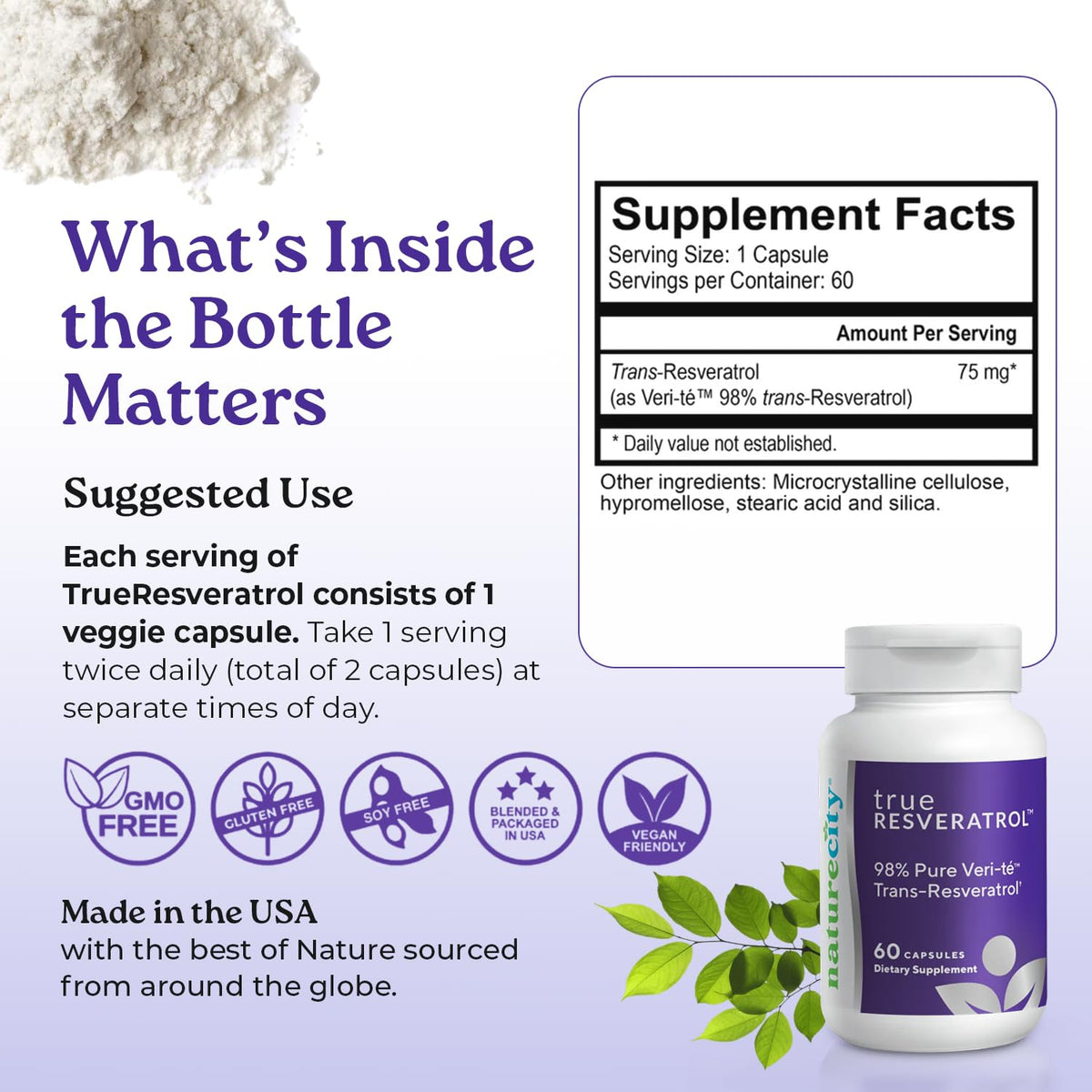 NatureCity TrueResveratrol 75mg capsules emballées