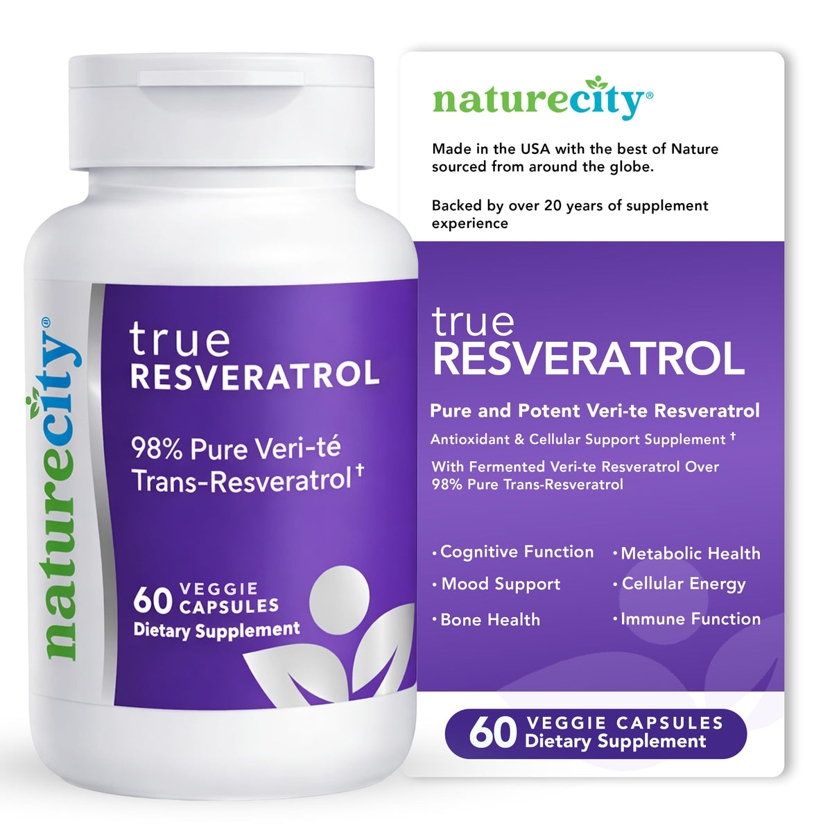 NatureCity TrueResveratrol 75mg capsules vue de face