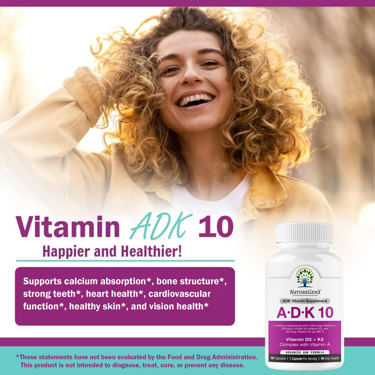 NatureGenX ADK10 flacon ouvert avec capsules visibles