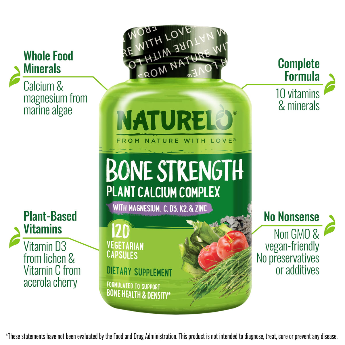 NATURELO Calcium 600mg avec capsules ouvertes