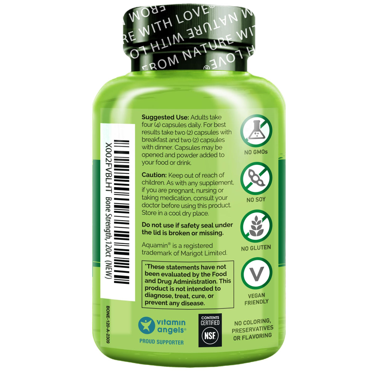 NATURELO Calcium 600mg capsules en gros plan