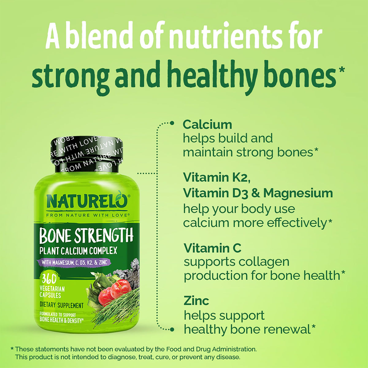 NATURELO Calcium 600mg étiquette des ingrédients