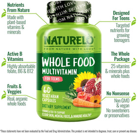 NATURELO capsules de multivitamines sur fond blanc