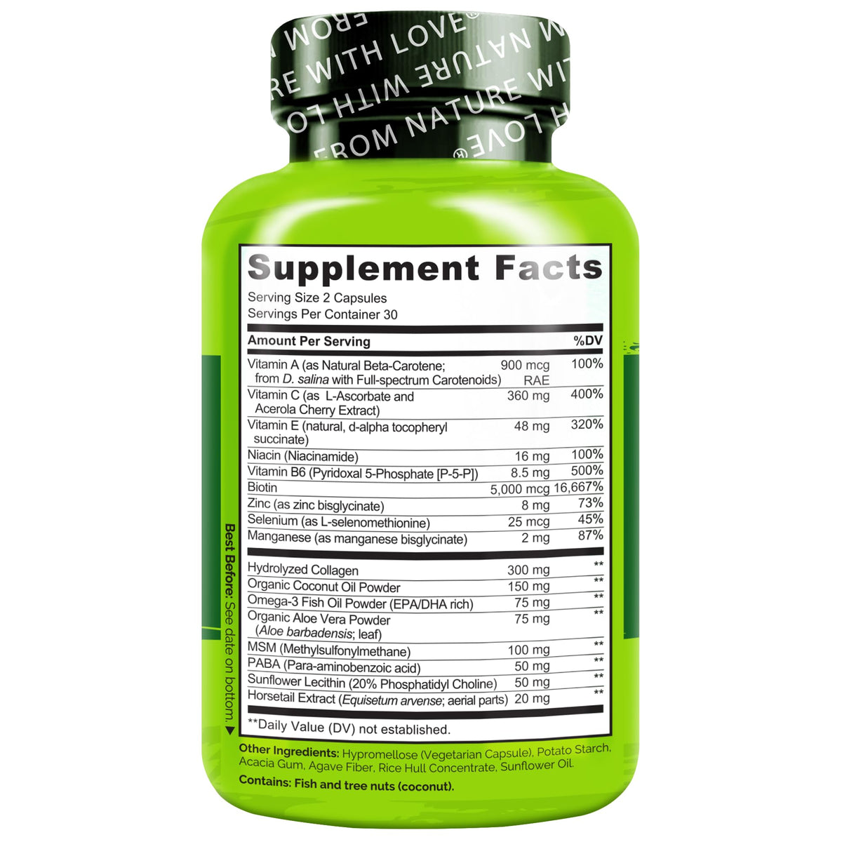 NATURELO Capsules pour le soutien de la peau et des cheveux