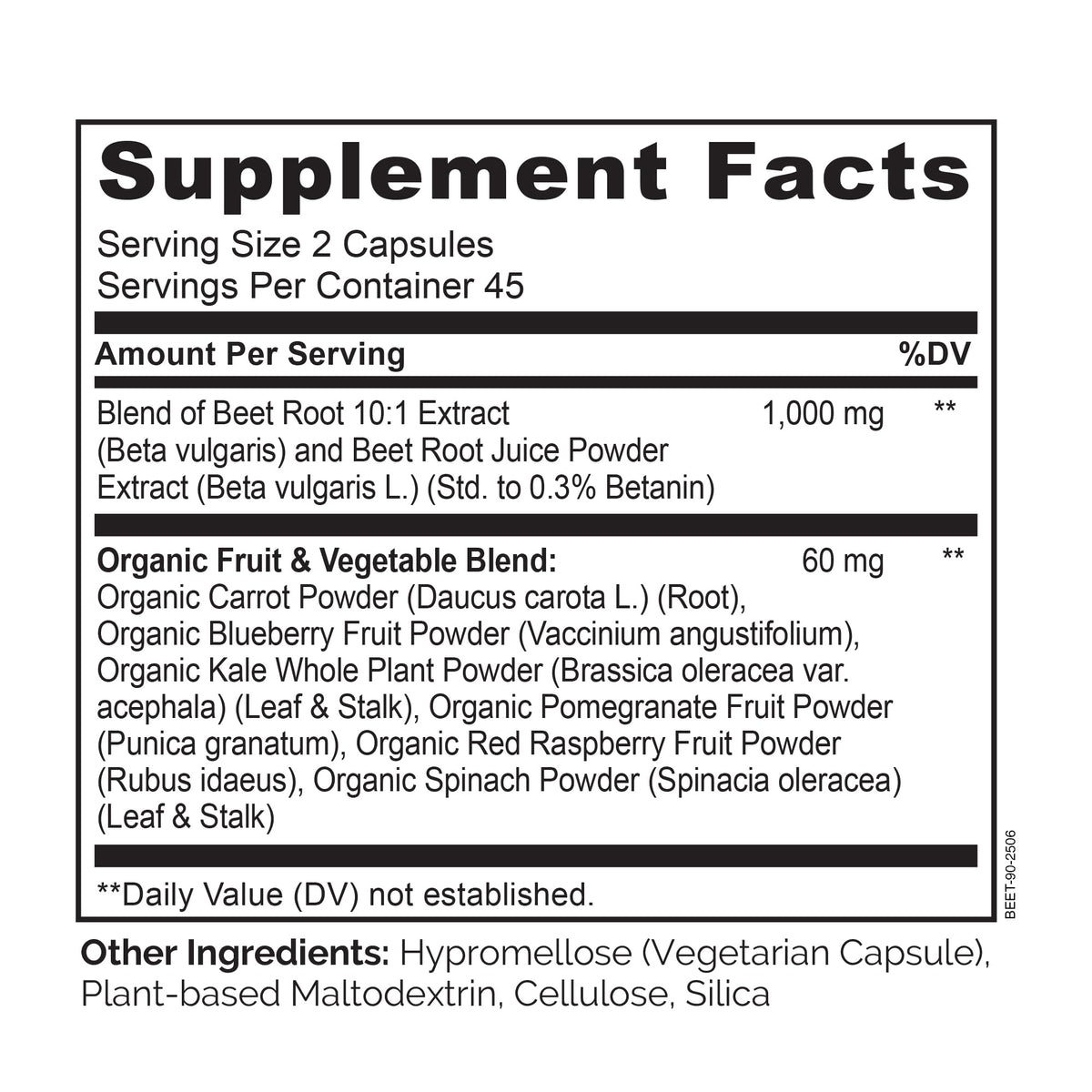 NATURELO Complément Alimentaire Betterave 90 Capsules avec des légumes bio