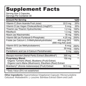 NATURELO Complément Alimentaire Cérébral 60 Capsules à côté d'une plante