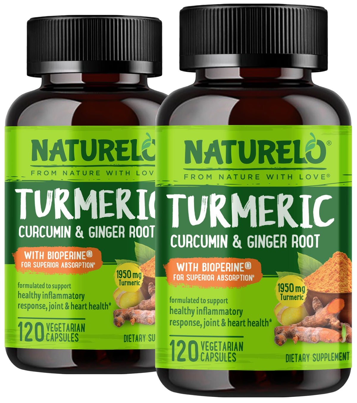 NATURELO Complément Alimentaire Curcuma Bio 120 Capsules Végétales - Vue de l'emballage