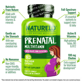 NATURELO Complément Alimentaire Prénatal 180 capsules avec étiquette