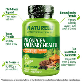 NATURELO Complément Alimentaire Prostate - flacon et capsules