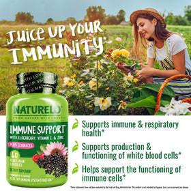 NATURELO Complément Alimentaire Sureau 60 Capsules Végétales avec ingrédients naturels