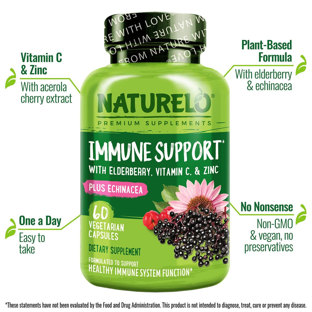NATURELO Complément Alimentaire Sureau capsules avec des baies de sureau