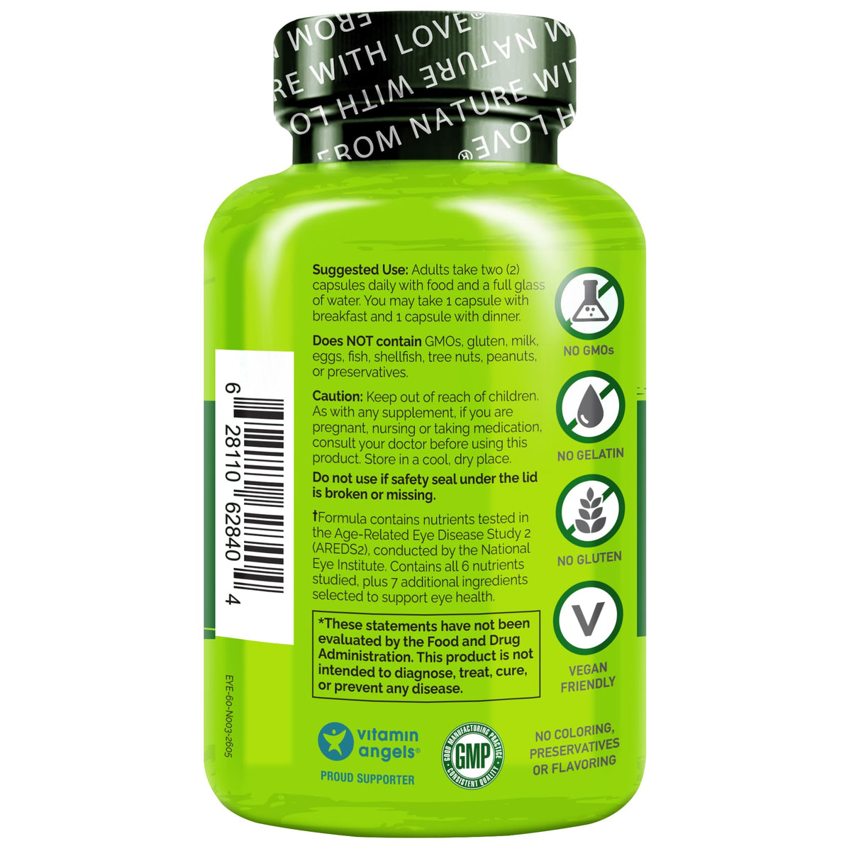 NATURELO Compléments Alimentaires Œil 60 Capsules, vue du dos.