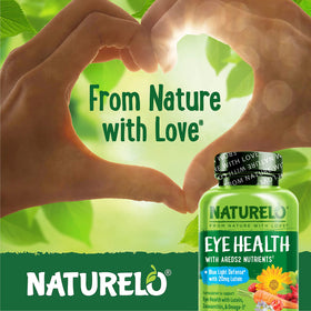 NATURELO Compléments Alimentaires Œil, capsules sur une table.