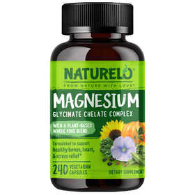 NATURELO Complexe de Glycinate de Magnésium 200 mg - 240 Capsules vue de face