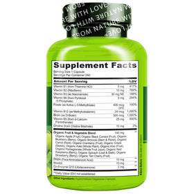 NATURELO complexe de vitamines B 240 gélules sur une table