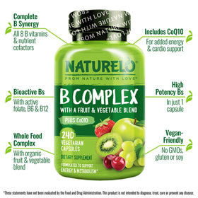 NATURELO complexe de vitamines B avec fruits et légumes biologiques