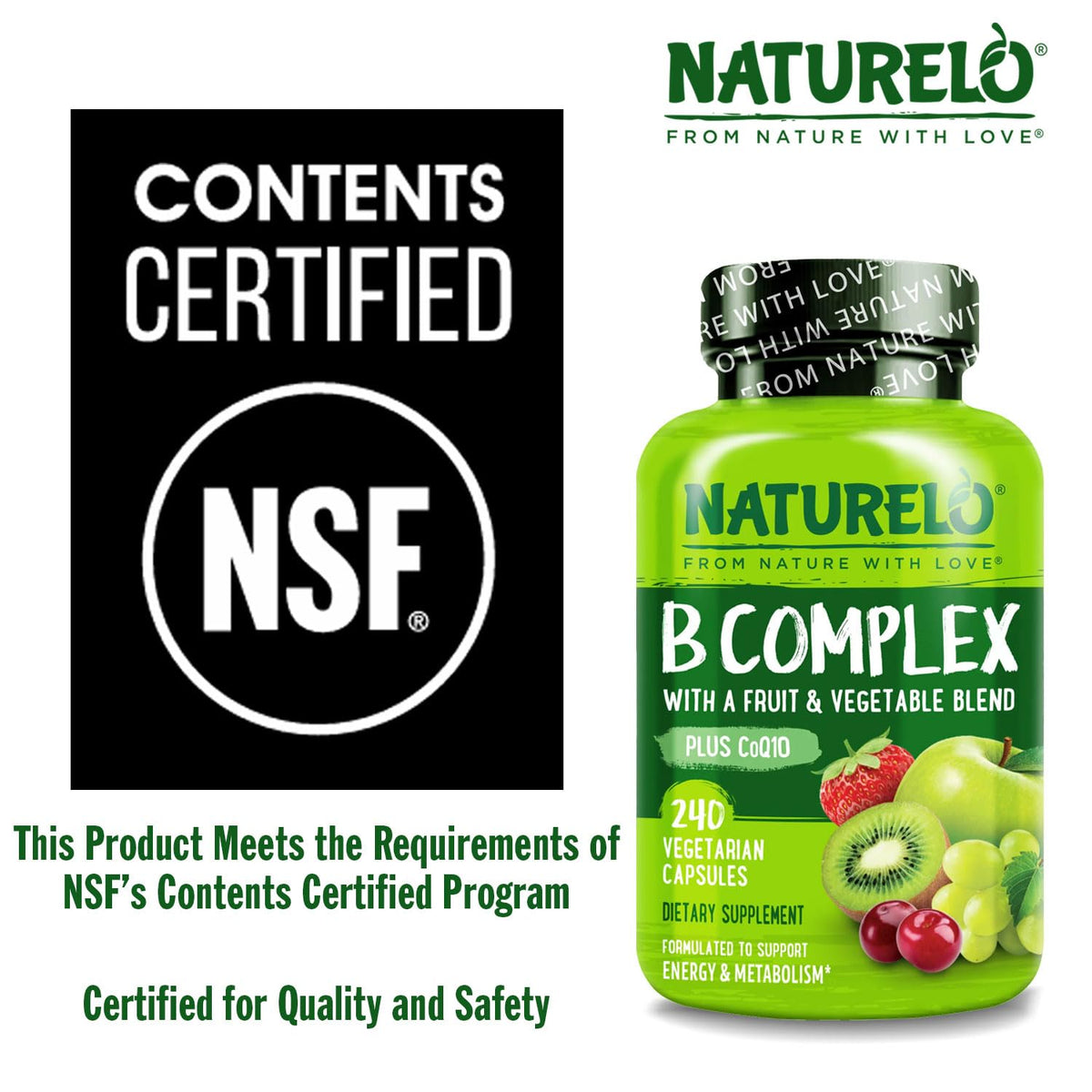 NATURELO complexe de vitamines B gélules ouvertes montrant leur contenu