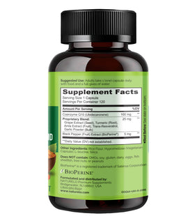 NATURELO CoQ10 120 gélules végétariennes sur fond blanc
