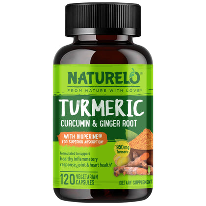 NATURELO Curcuma Bio 120 capsules végétales, vue avant