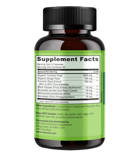 NATURELO Curcuma Bio - Boîte de 120 capsules végétales
