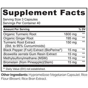 NATURELO Curcuma Bio, étiquette sur le flacon