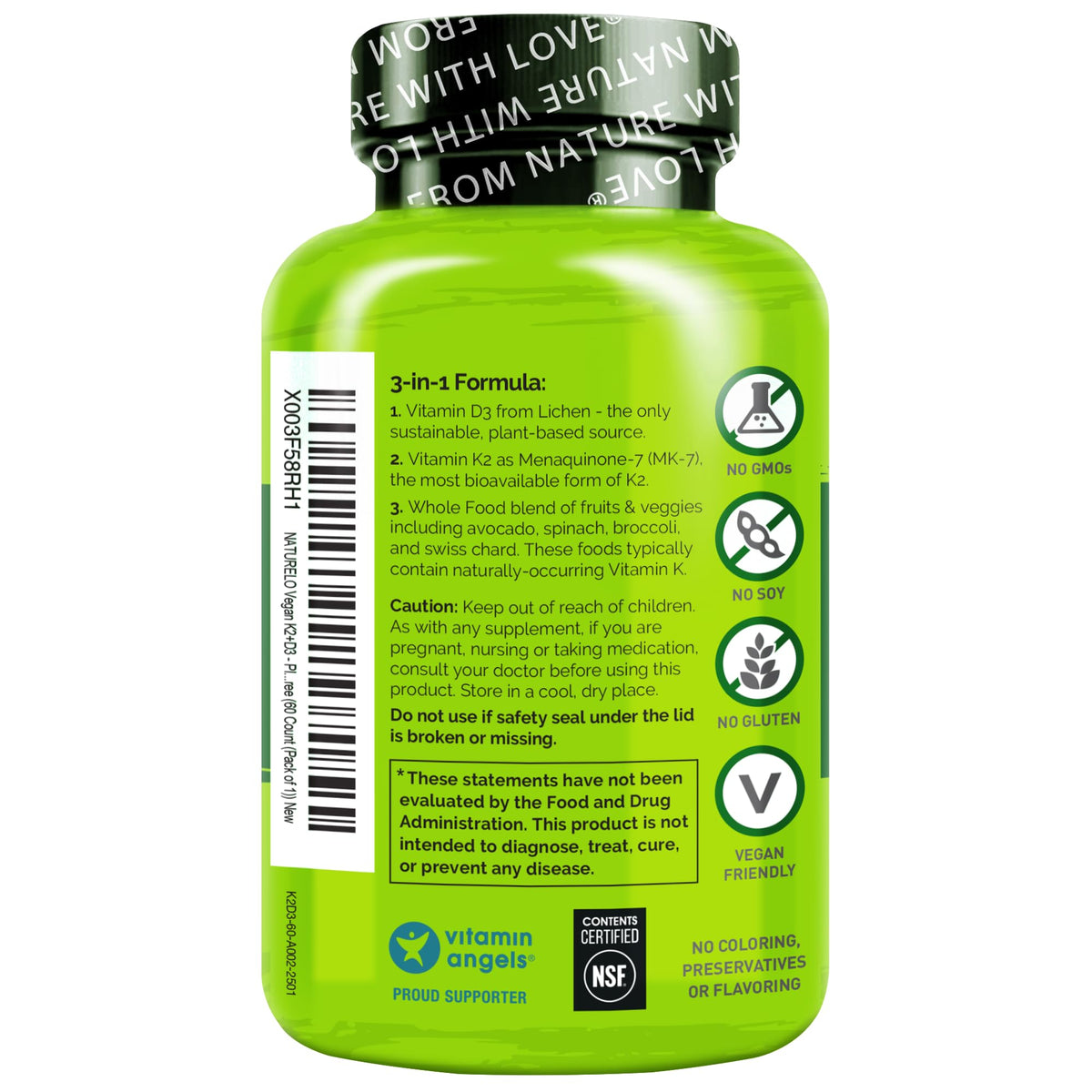 NATURELO D3 K2 boîte ouverte avec capsules
