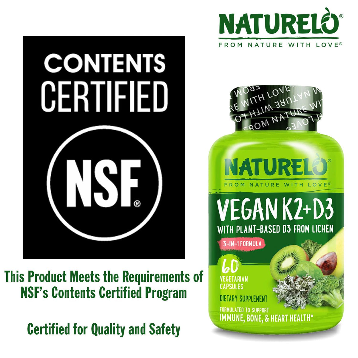 NATURELO D3 K2 étiquette avec informations