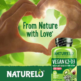 NATURELO D3 K2 Vegan affichant le label non OGM