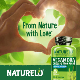 NATURELO DHA Végétal gélules à côté d'une plante