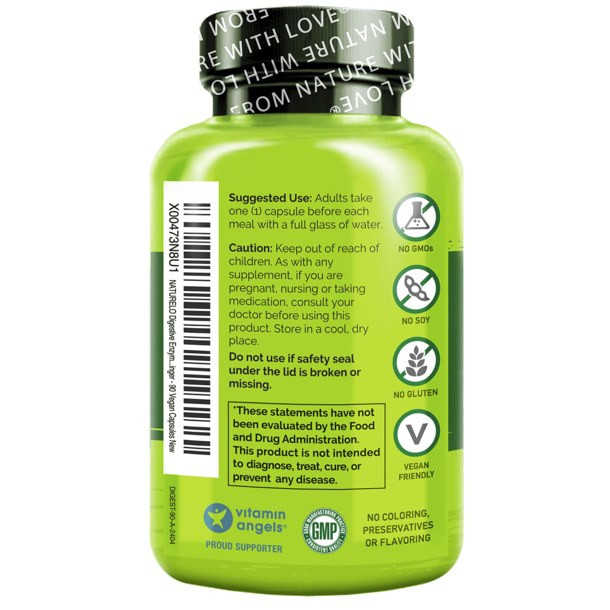 NATURELO Enzymes daily 90 Capsules, étiquette et ingrédients