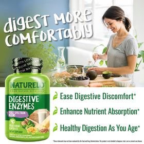 NATURELO Enzymes daily, capsules sur une cuillère en bois