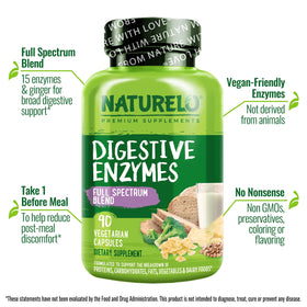NATURELO Enzymes daily Vegan 90 Capsules avec racine de gingembre