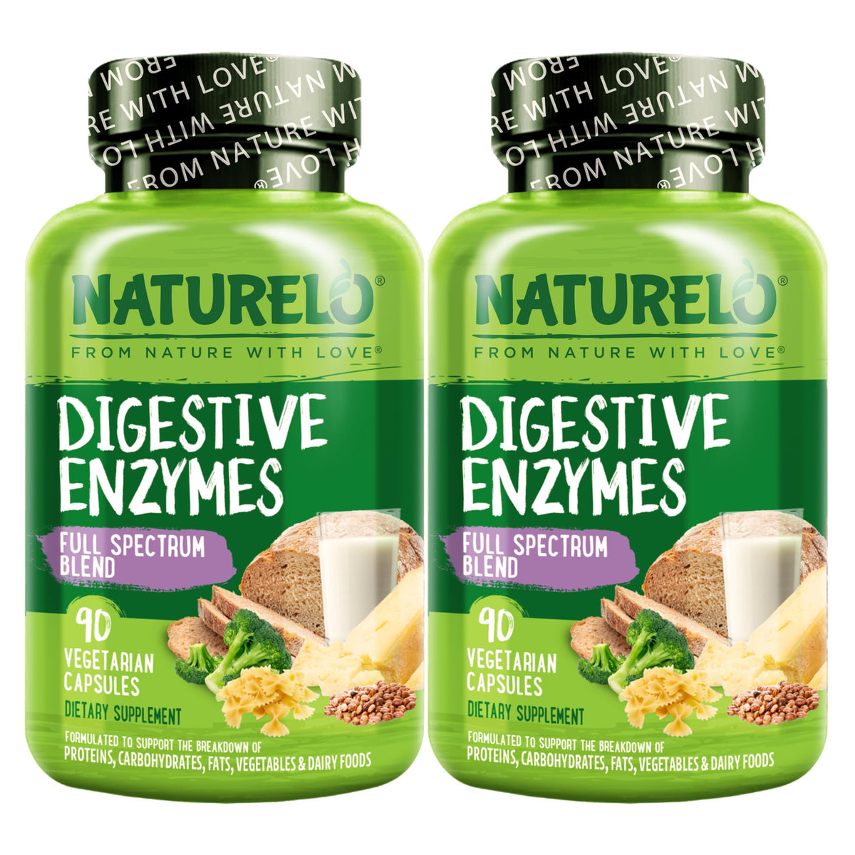 NATURELO Enzymes daily Vegan 90 Capsules vue de face