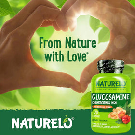 NATURELO Glucosamine Chondroitin MSM 1200 mg avec ingrédients naturels
