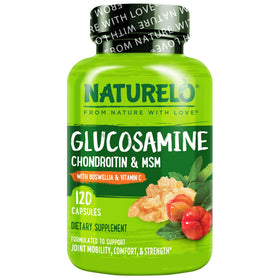 NATURELO Glucosamine Chondroitin MSM capsules, vue de face