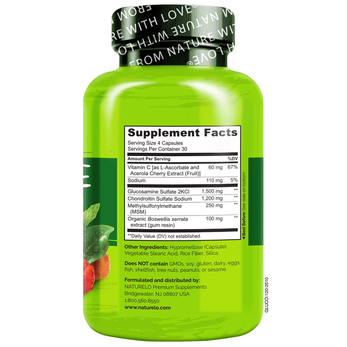NATURELO Glucosamine Chondroitin MSM, ingrédients naturels