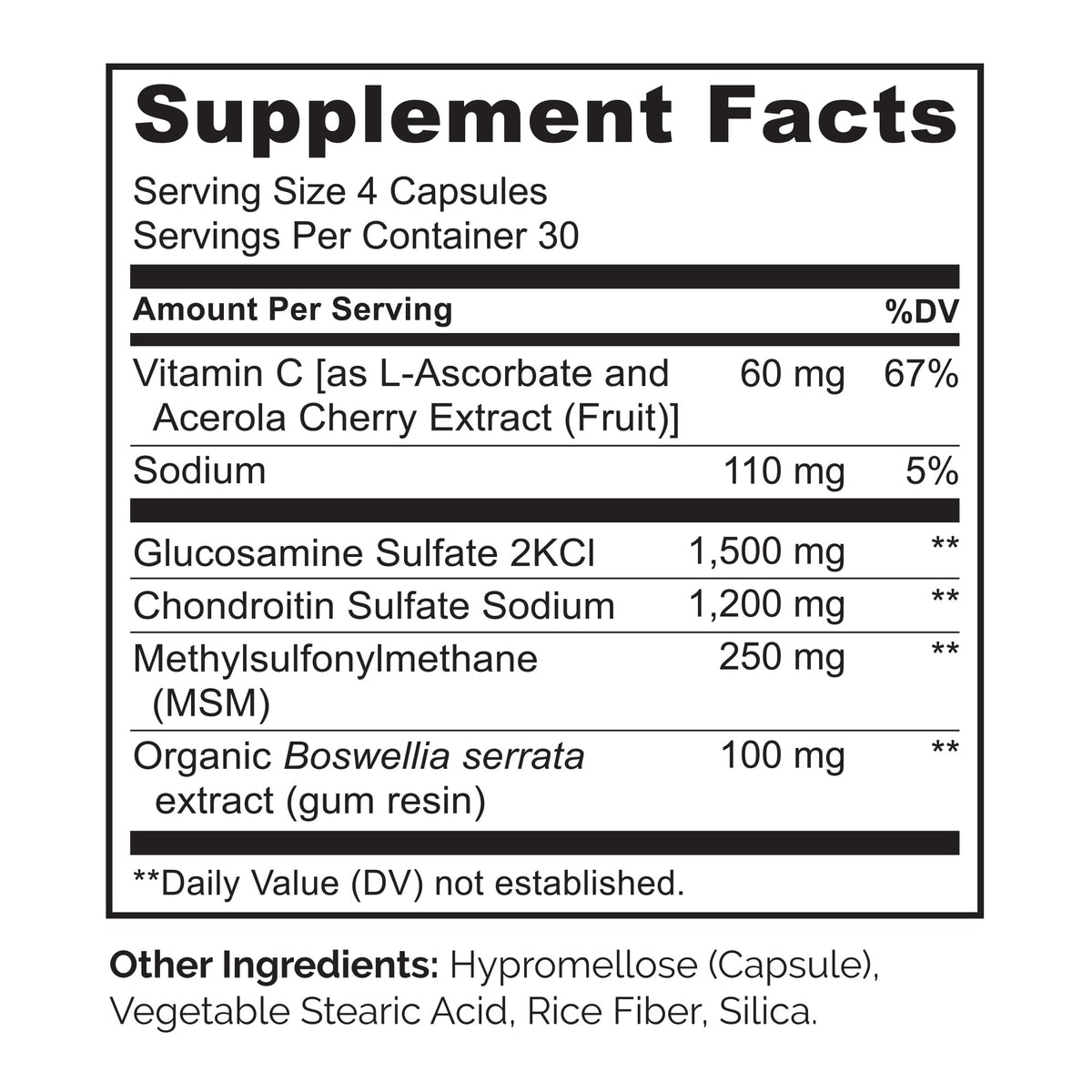 NATURELO Glucosamine Chondroitin MSM, présentation de produit