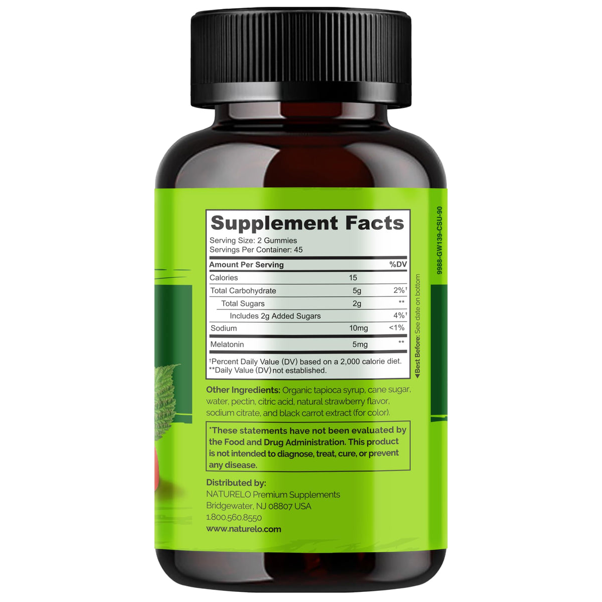 NATURELO Gummies à la Mélatonine avec une main tenant un gummy