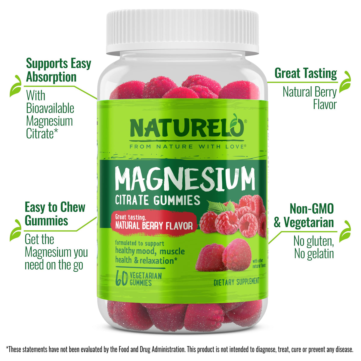 NATURELO Gummies de Magnésium Citrate pot ouvert avec gummies
