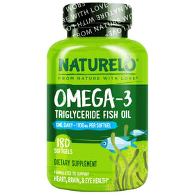 NATURELO Huile de Poisson Omega 3 Burpless 1100mg 180 Gélules vue de face