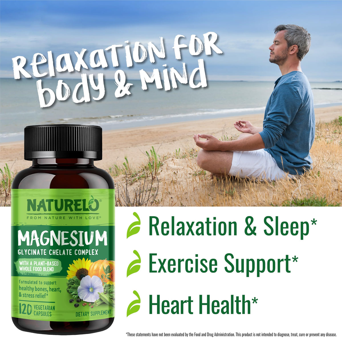 NATURELO Magnésium Glycinate Chelate 200 mg capsules ouvertes