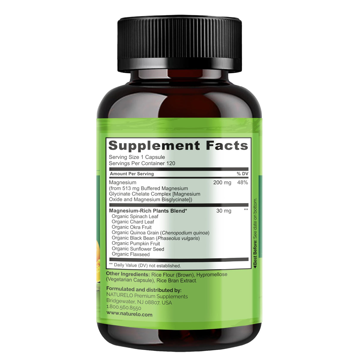 NATURELO Magnésium Glycinate Chelate 200 mg étiquette du flacon