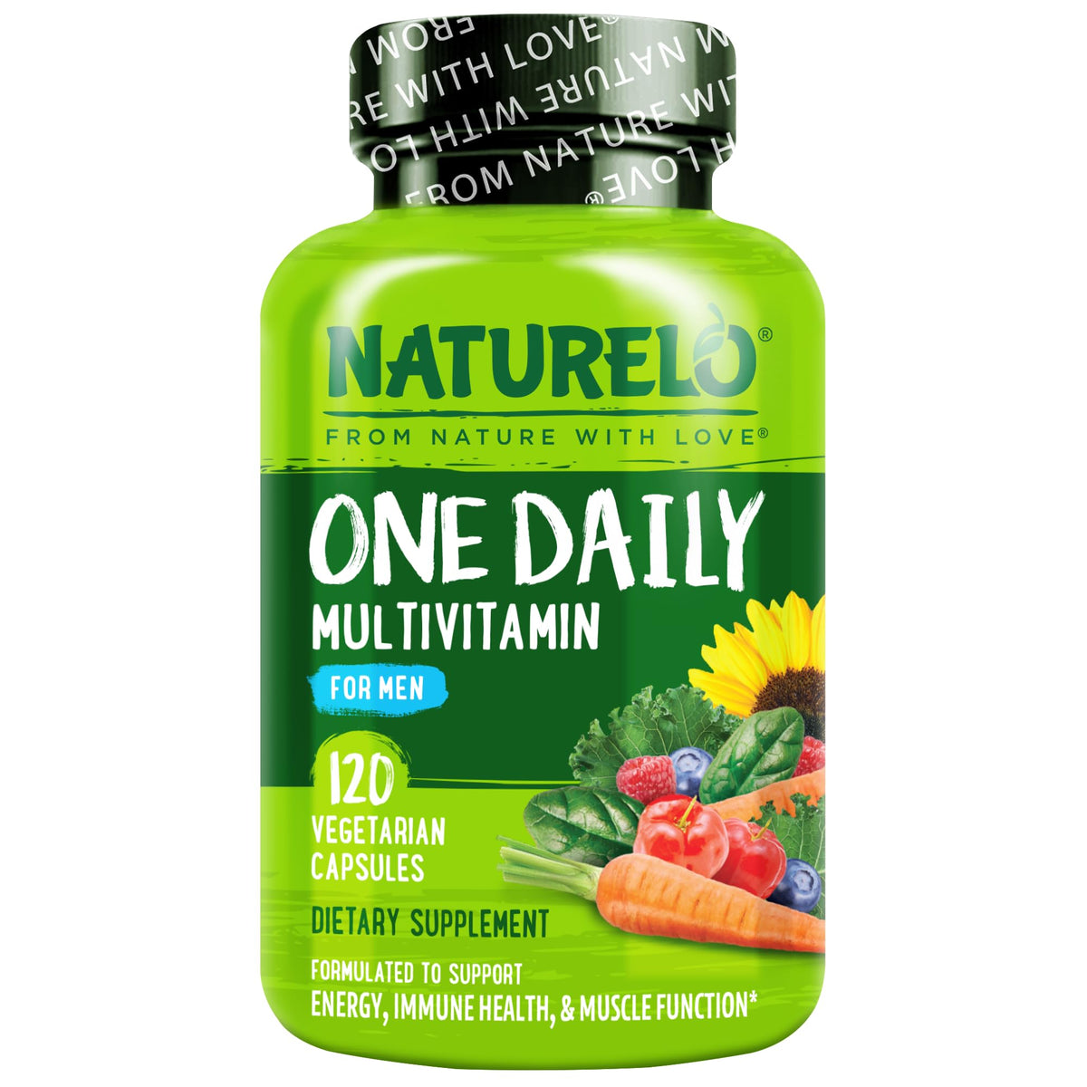 NATURELO Multivitamine pour Hommes - 120 gélules végétariennes, vue de face
