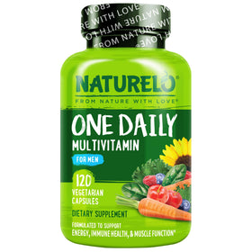 NATURELO Multivitamine pour Hommes - 120 gélules végétariennes, vue de face