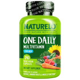 NATURELO Multivitamine pour Hommes - 240 capsules végétariennes, vue de l'emballage avant