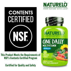 NATURELO Multivitamine pour Hommes 50+, capsules dans la main