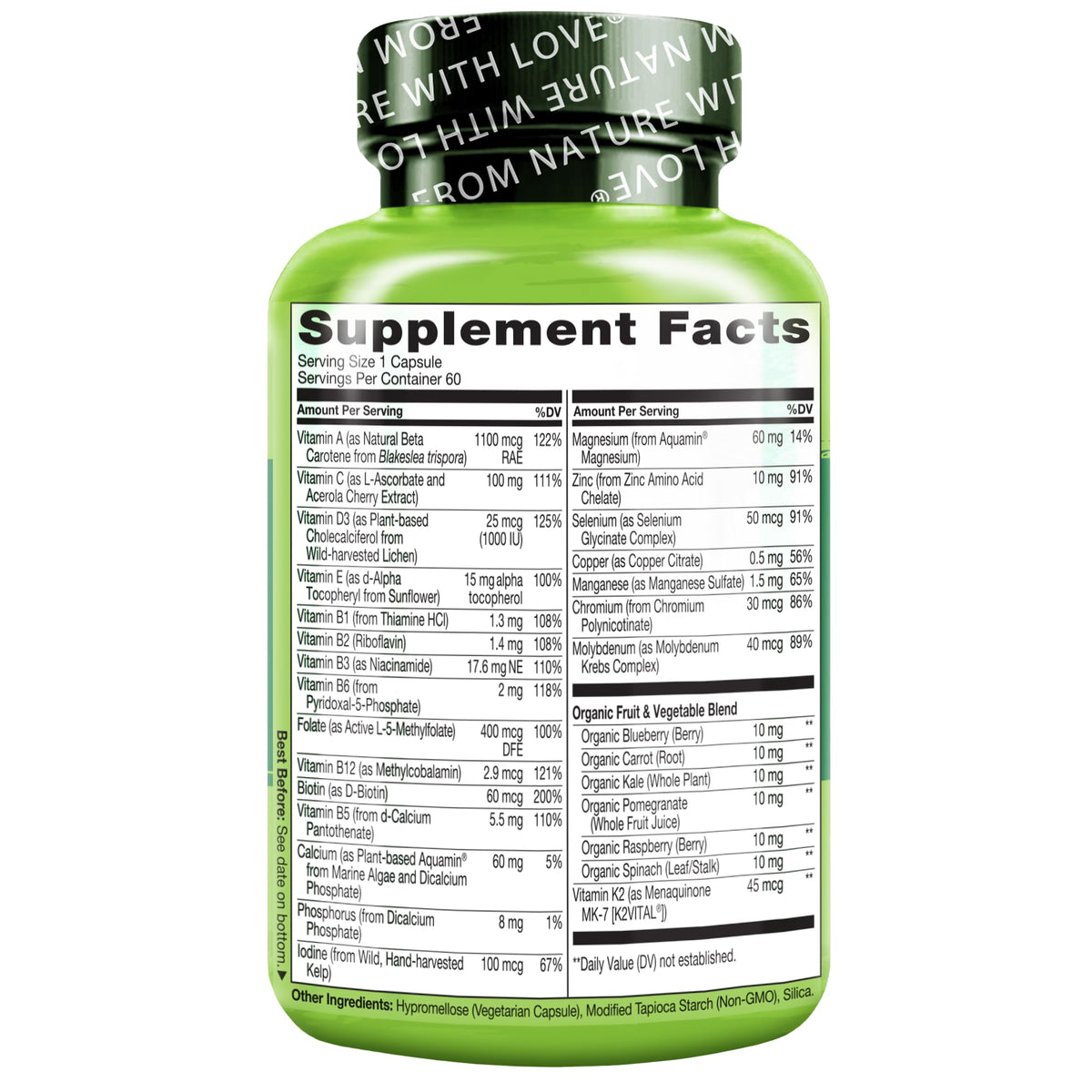 NATURELO Multivitamine pour Hommes 50+ - Gélules dans un environnement naturel