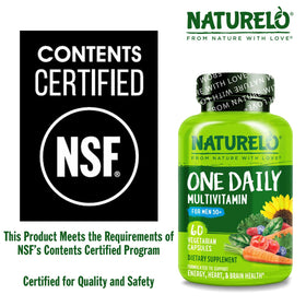 NATURELO Multivitamine pour Hommes 50+ - Gélules végétariennes sur fond blanc