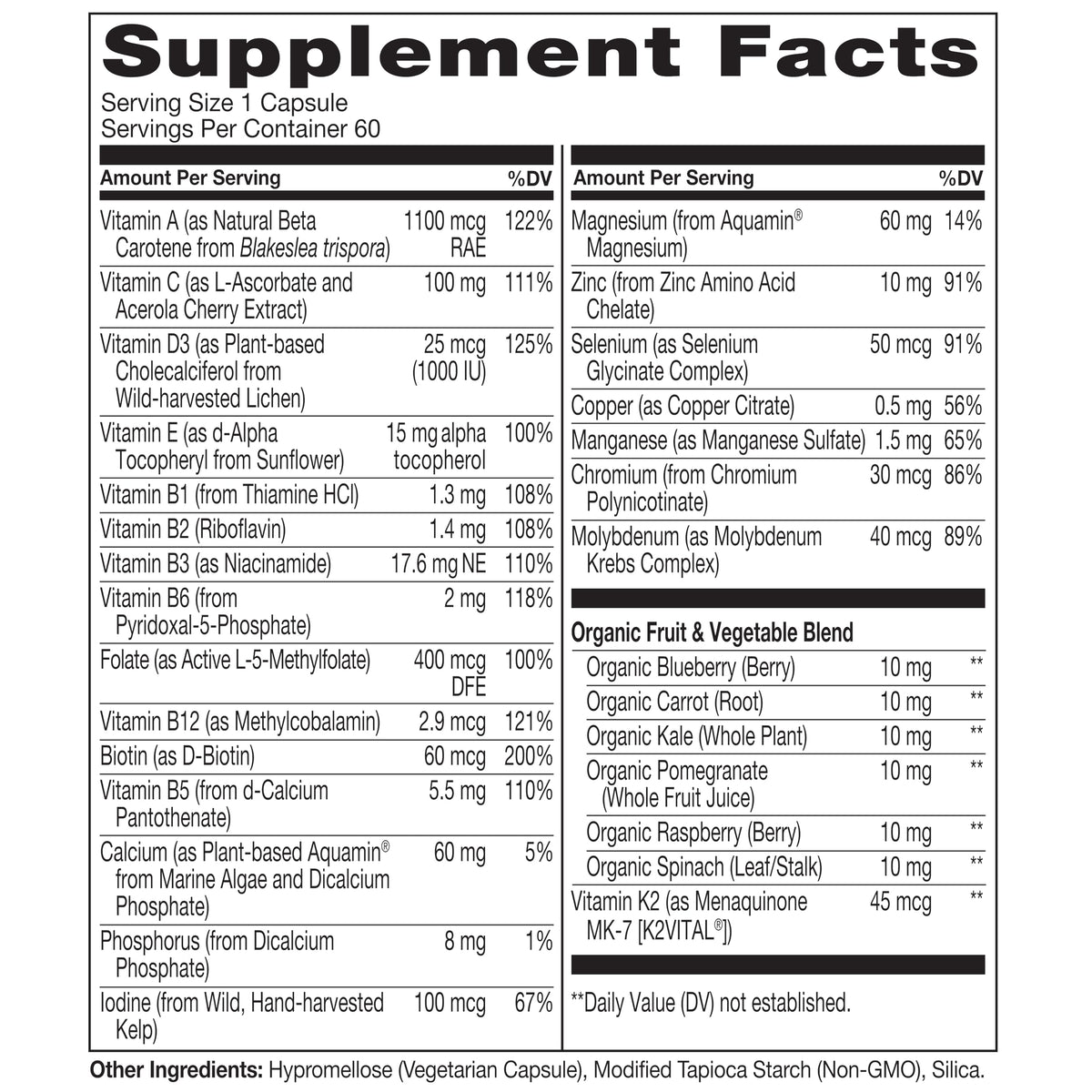 NATURELO Multivitamine pour Hommes 50+ - Ingrédients naturels